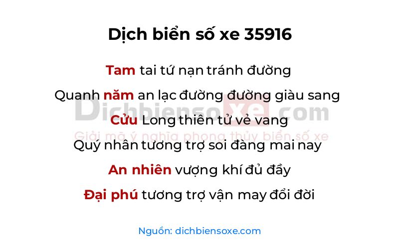 Dịch thơ biển số 35916