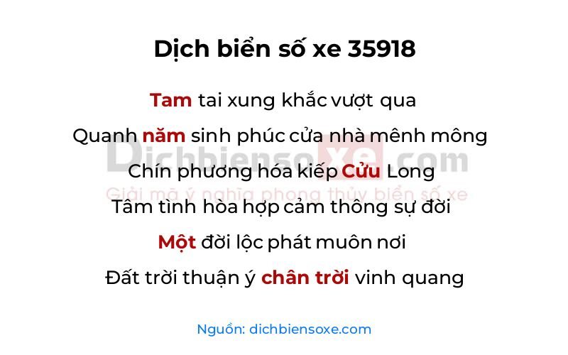 Dịch thơ biển số 35918