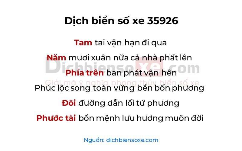 Dịch thơ biển số 35926