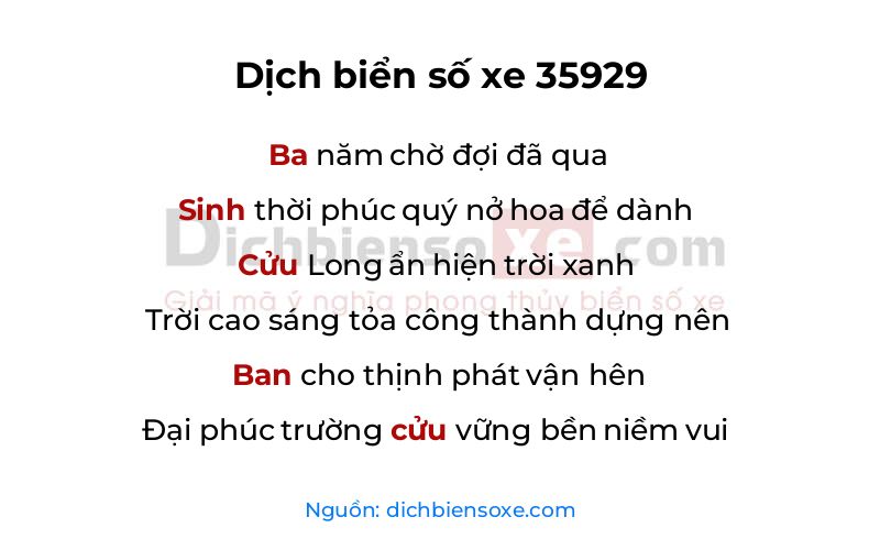 Dịch thơ biển số 35929
