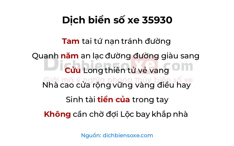 Dịch thơ biển số 35930