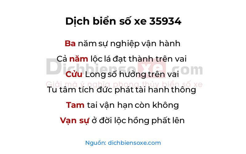 Dịch thơ biển số 35934