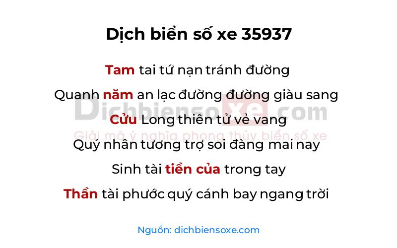 Dịch thơ biển số 35937