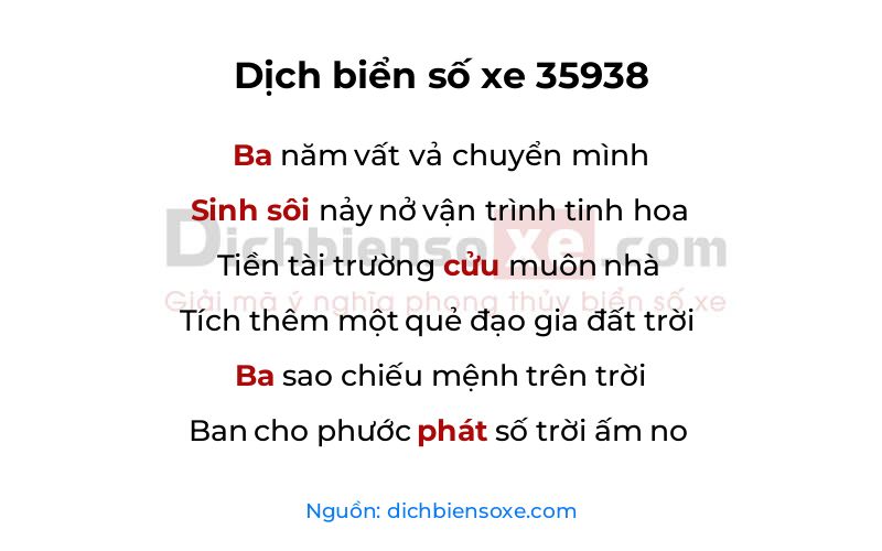 Dịch thơ biển số 35938