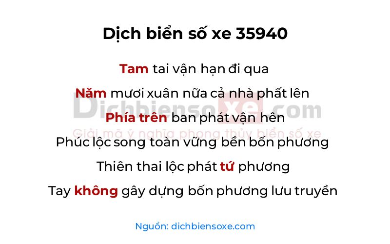 Dịch thơ biển số 35940