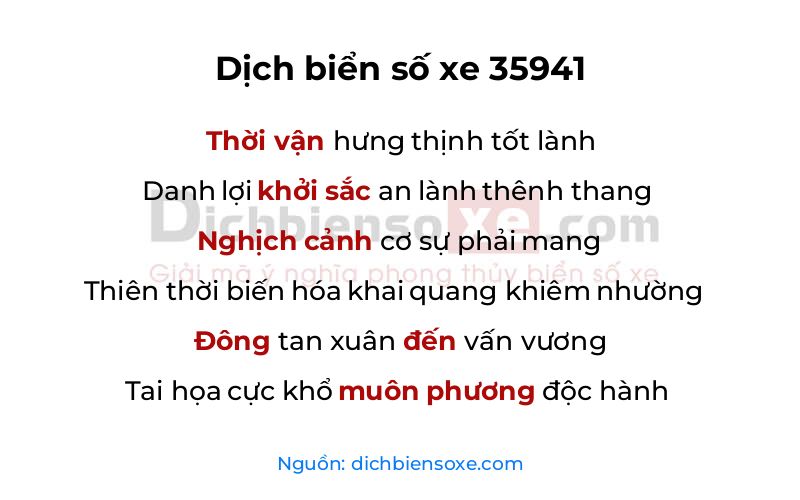 Dịch thơ biển số 35941
