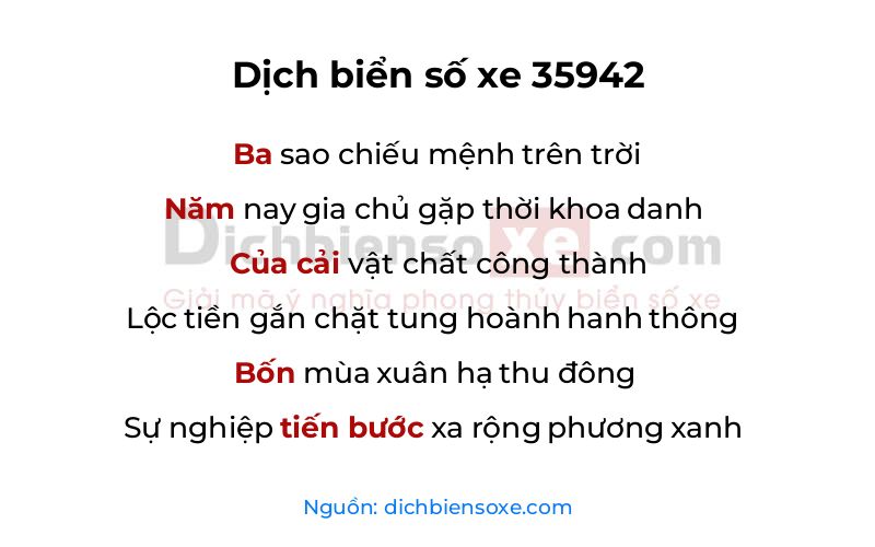 Dịch thơ biển số 35942