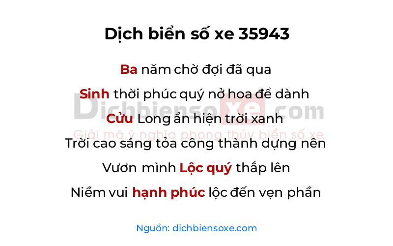 Dịch thơ biển số 35943