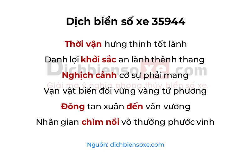 Dịch thơ biển số 35944