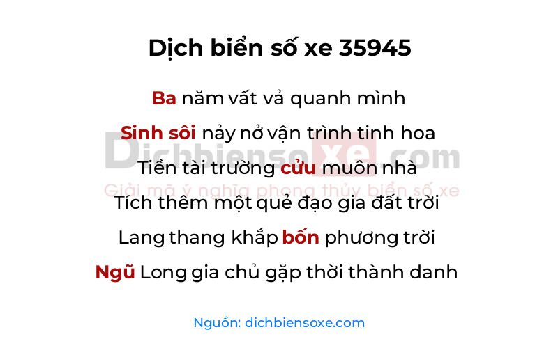 Dịch thơ biển số 35945
