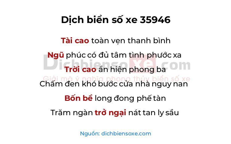 Dịch thơ biển số 35946