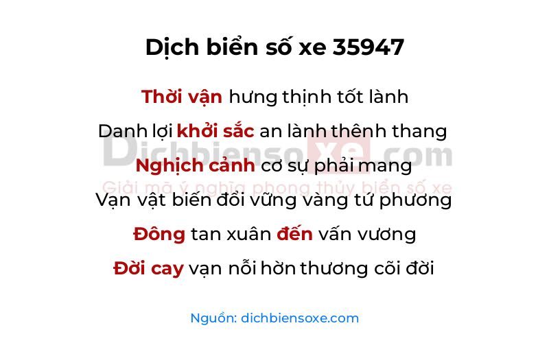 Dịch thơ biển số 35947