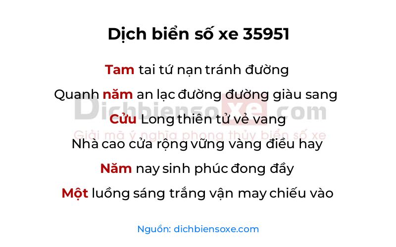 Dịch thơ biển số 35951