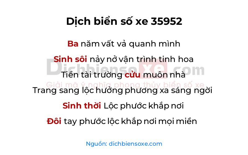 Dịch thơ biển số 35952