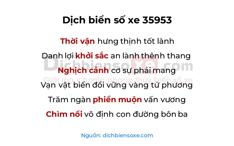 Dịch thơ biển số 35953