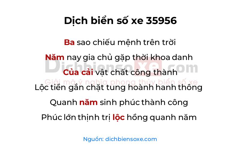 Dịch thơ biển số 35956