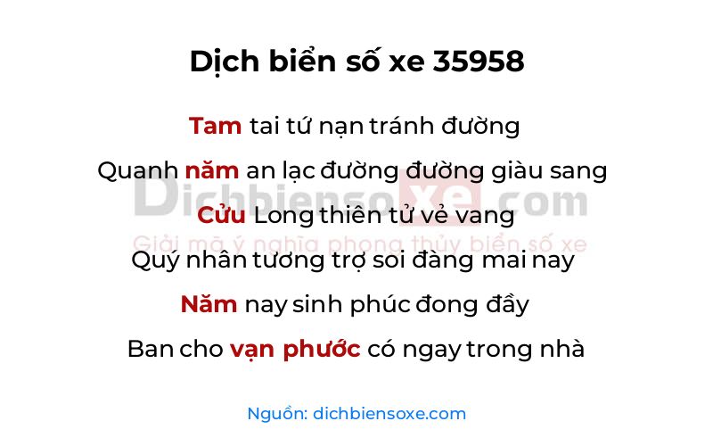 Dịch thơ biển số 35958