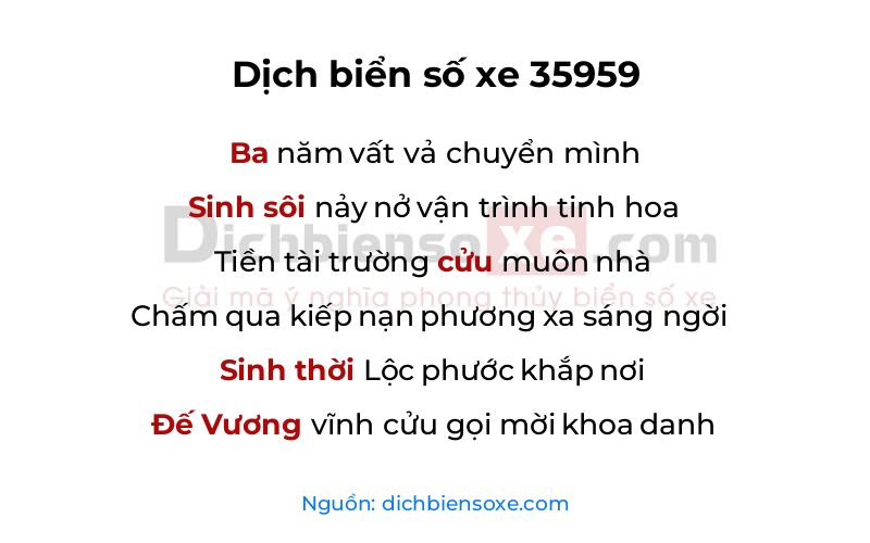 Dịch thơ biển số 35959