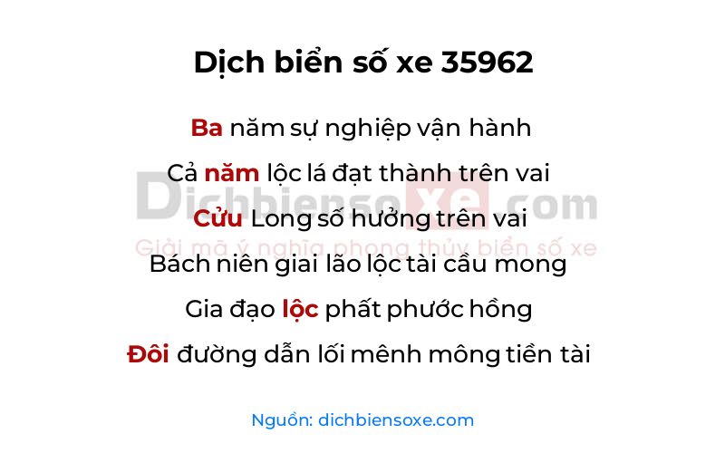 Dịch thơ biển số 35962
