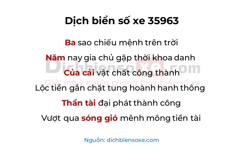 Dịch thơ biển số 35963