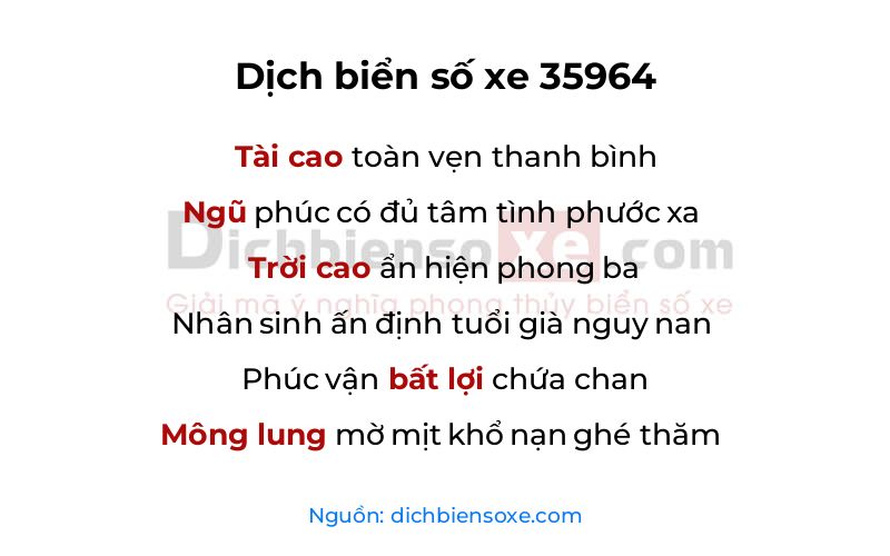 Dịch thơ biển số 35964