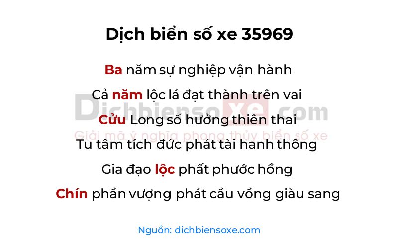 Dịch thơ biển số 35969