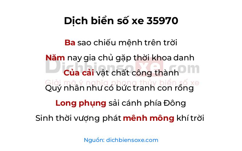 Dịch thơ biển số 35970