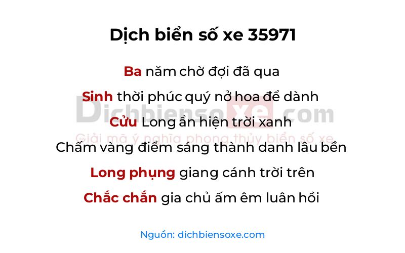 Dịch thơ biển số 35971
