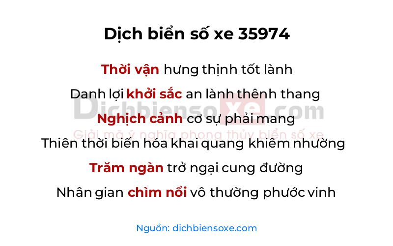 Dịch thơ biển số 35974