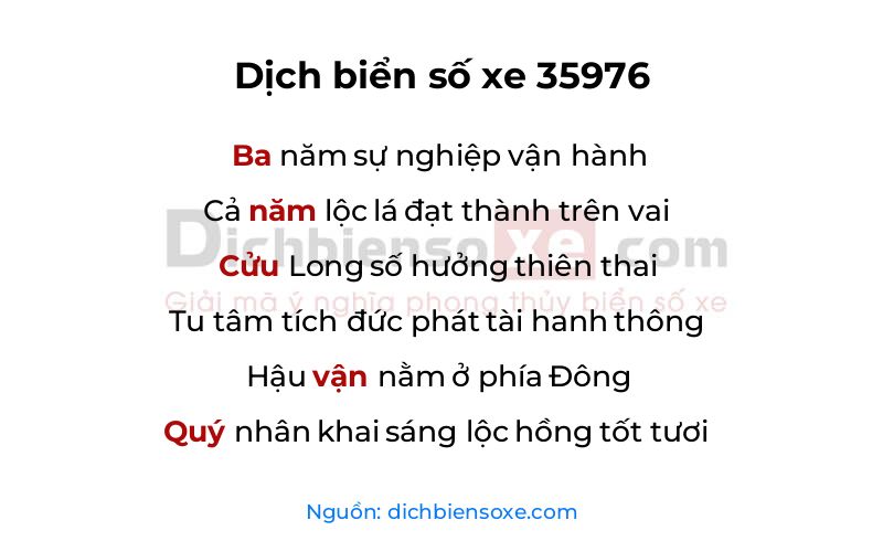 Dịch thơ biển số 35976