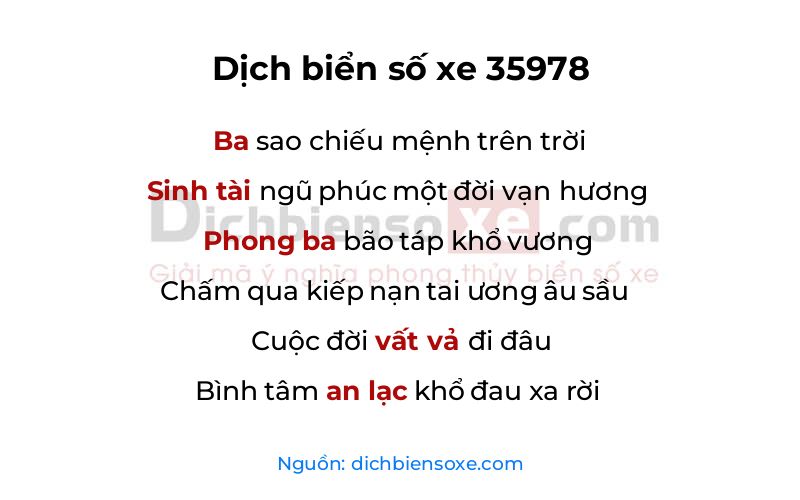 Dịch thơ biển số 35978