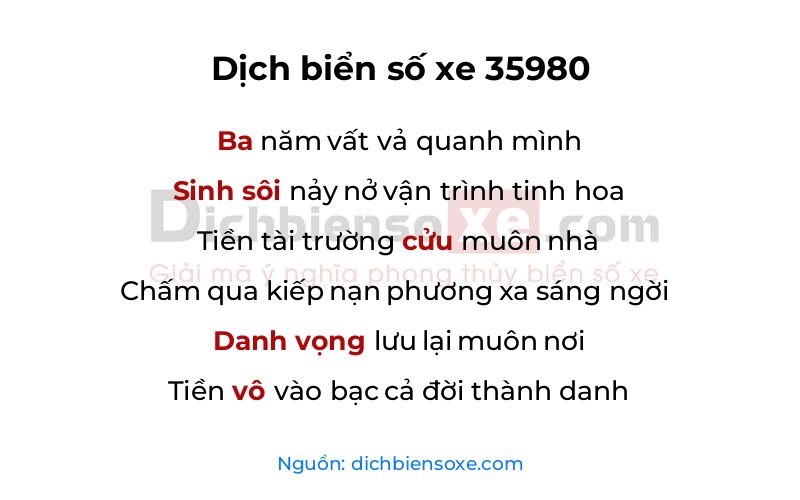 Dịch thơ biển số 35980