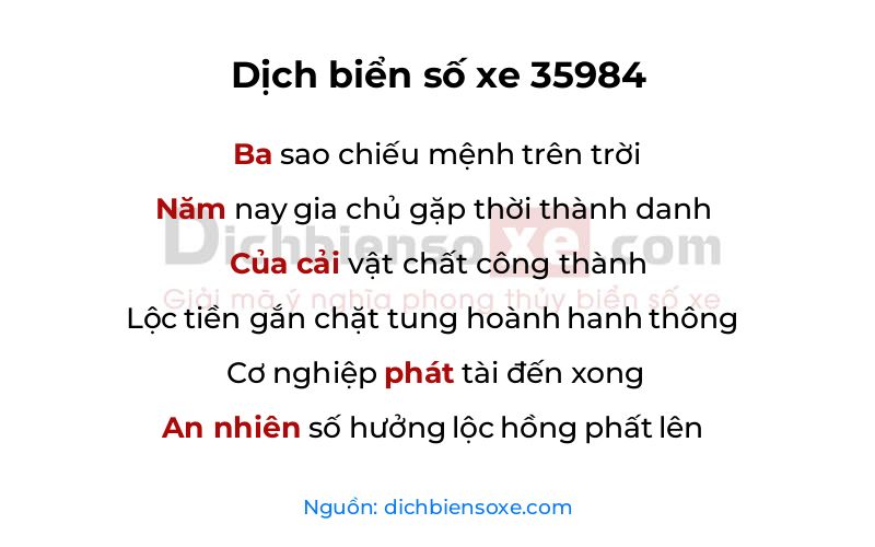 Dịch thơ biển số 35984