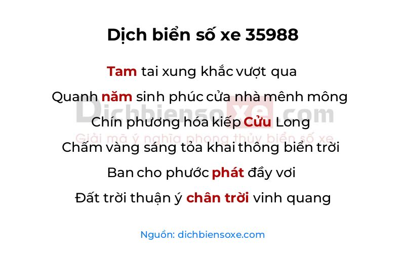 Dịch thơ biển số 35988