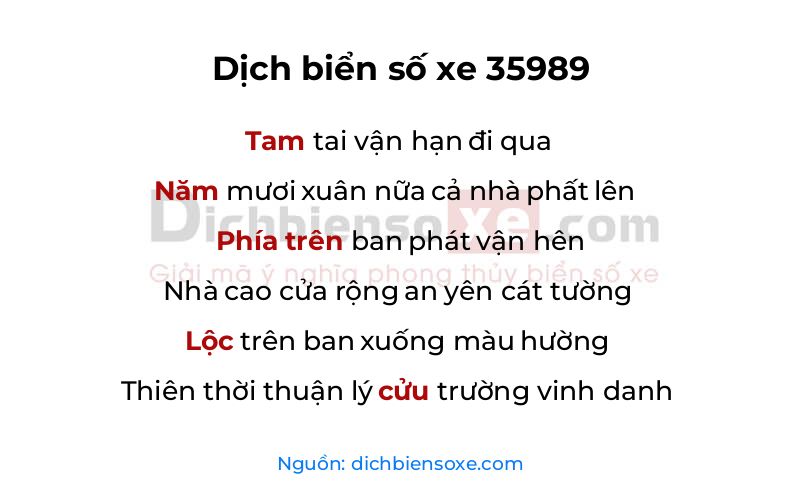 Dịch thơ biển số 35989