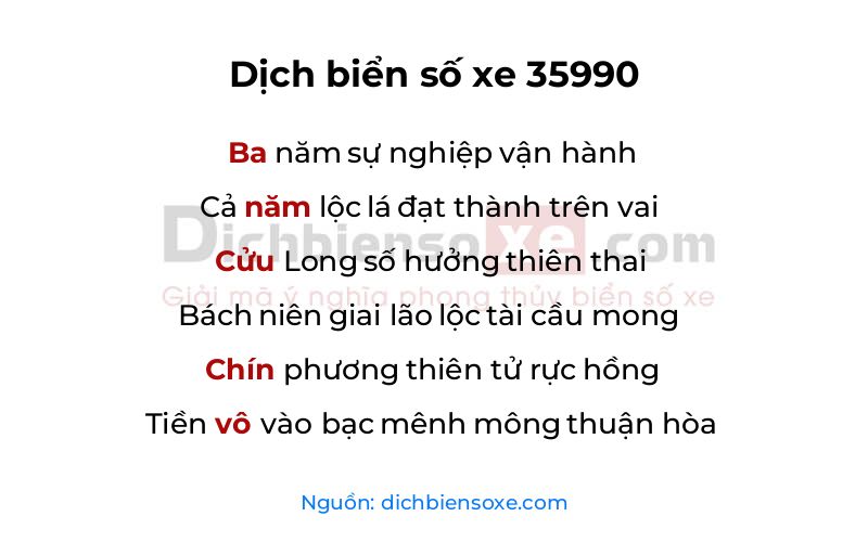 Dịch thơ biển số 35990