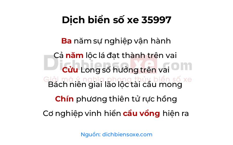 Dịch thơ biển số 35997