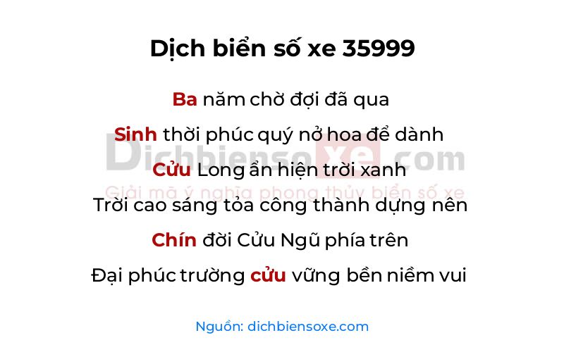 Dịch thơ biển số 35999