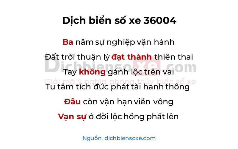 Dịch thơ biển số 36004