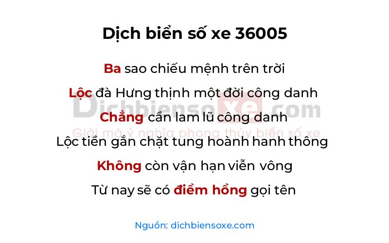 Dịch thơ biển số 36005