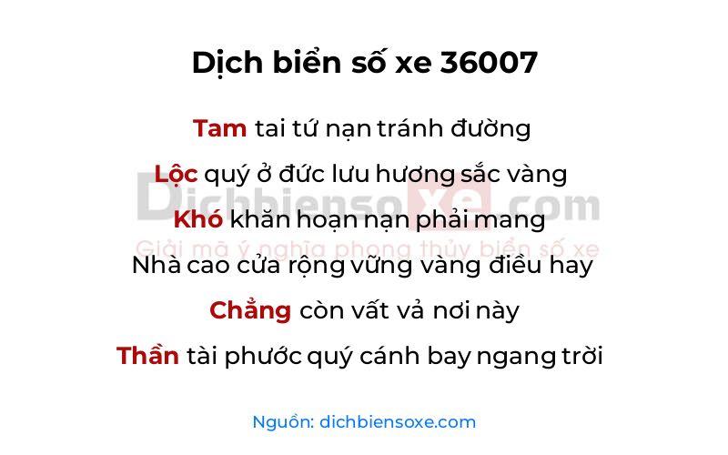 Dịch thơ biển số 36007