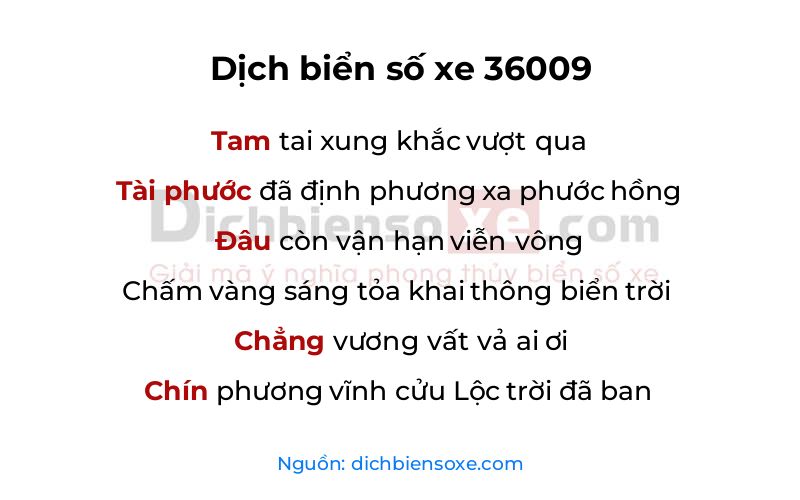 Dịch thơ biển số 36009