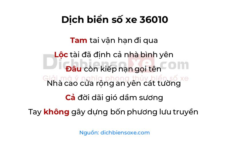 Dịch thơ biển số 36010