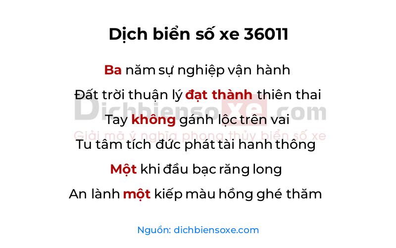 Dịch thơ biển số 36011