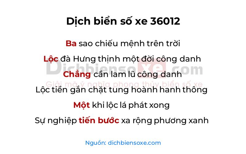 Dịch thơ biển số 36012