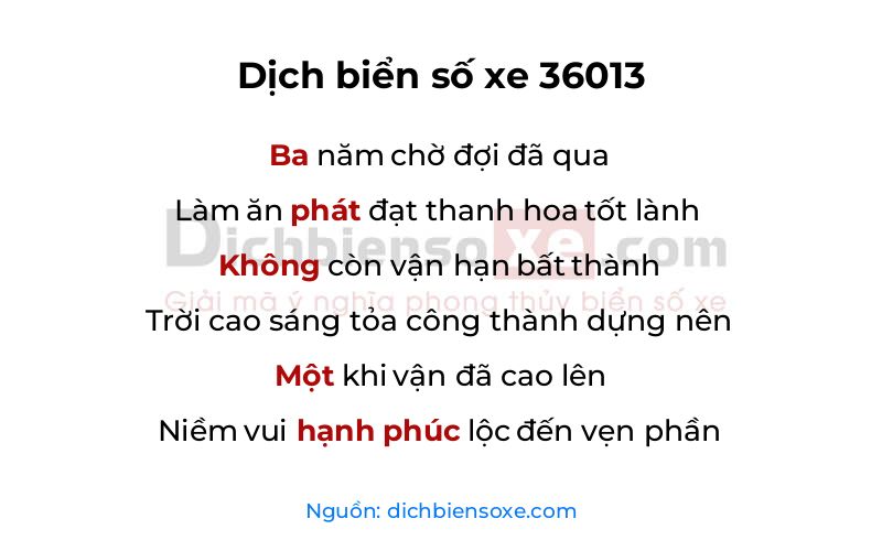 Dịch thơ biển số 36013