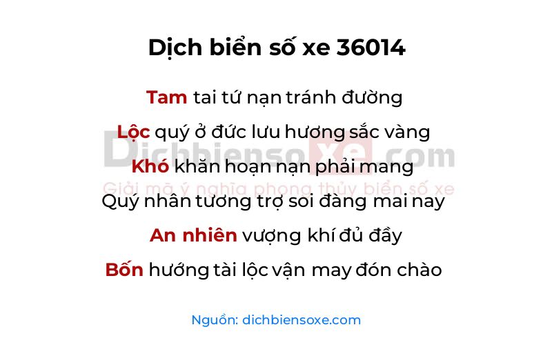 Dịch thơ biển số 36014
