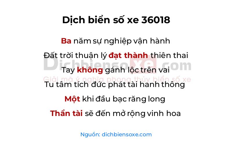 Dịch thơ biển số 36018