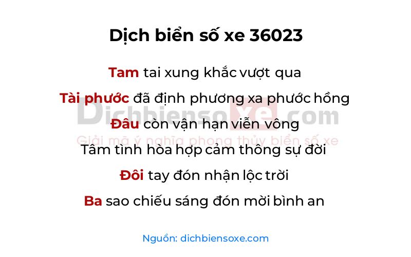 Dịch thơ biển số 36023