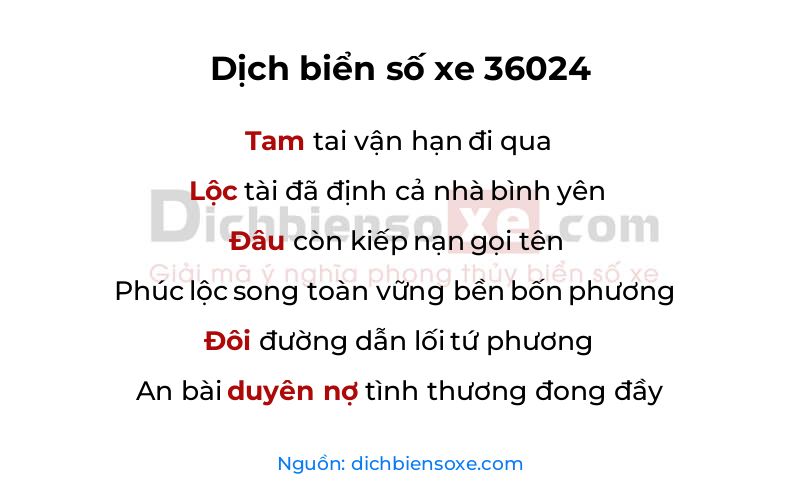 Dịch thơ biển số 36024